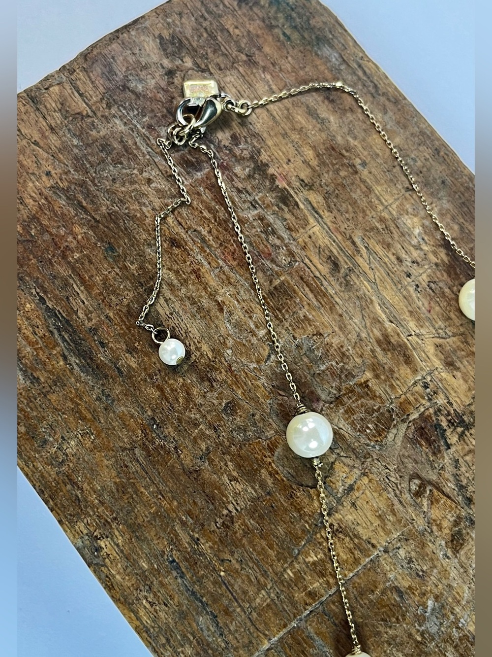 Delicate gold-tone Chain Necklace with Faux Pearls $20 - Picture 3 of 4